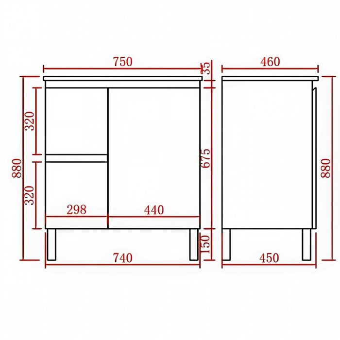 600-1800*460*880mm Poseidon Nordic Walnut Standard With Legs PVC Freestanding Vanity