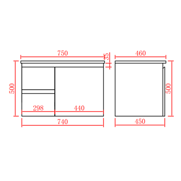 600-750*460mm Poly Gloss White Bathroom  Left/Right Drawer Wall Hung Vanity - HD reno