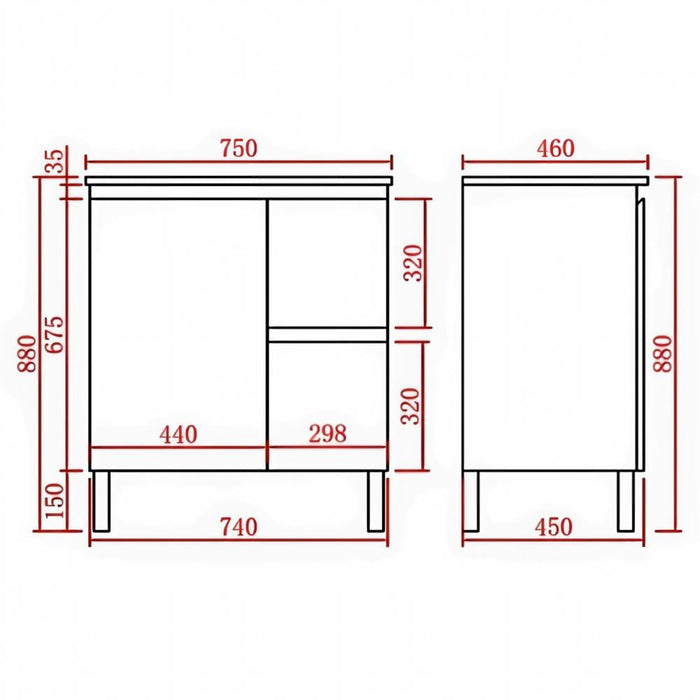 600-1800*460*880mm Poseidon Nordic Walnut Standard With Legs PVC Freestanding Vanity