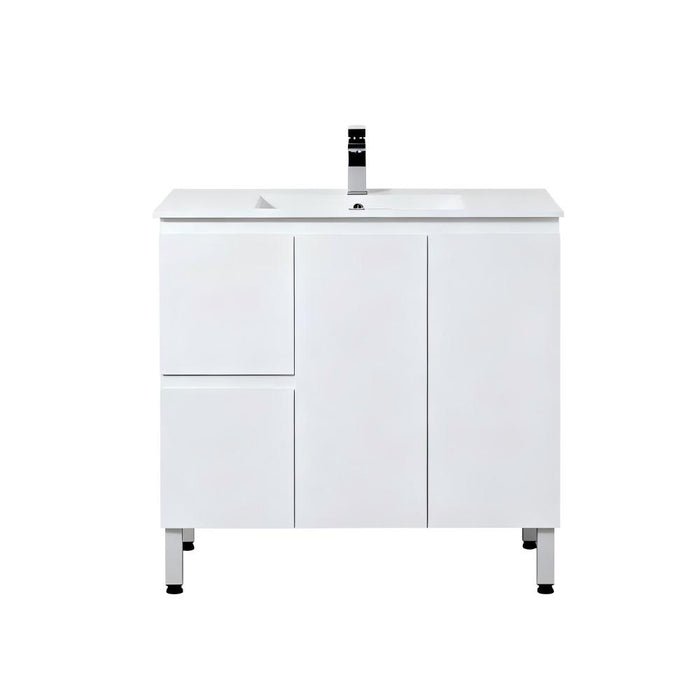 600-1800*460*880mm Poseidon Nordic Gloss White Standard With Legs PVC Freestanding Vanity
