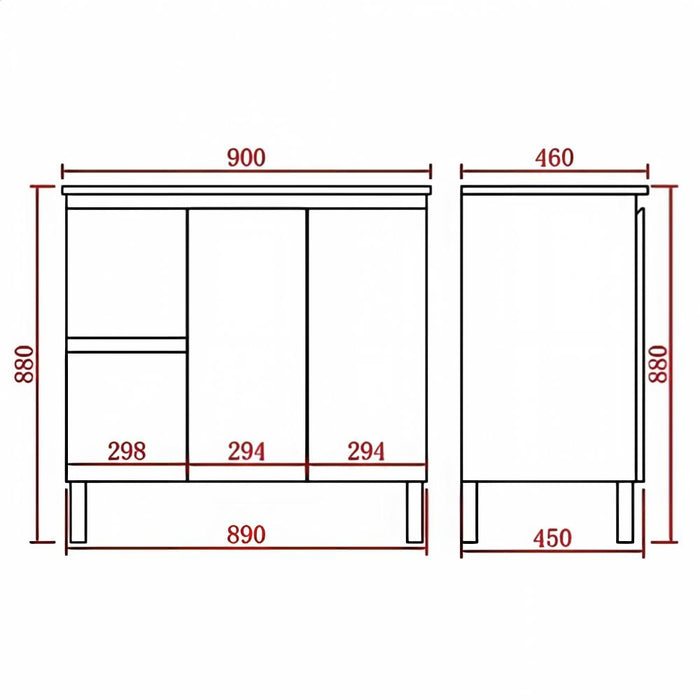 600-1800*460*880mm Poseidon Nordic Walnut Standard With Legs PVC Freestanding Vanity