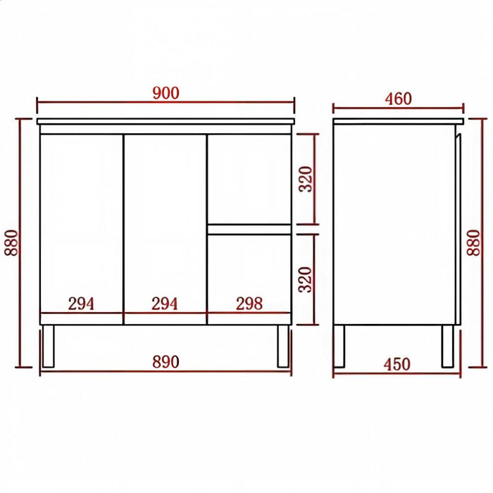 600-1800*460*880mm Poseidon Nordic Walnut Standard With Legs PVC Freestanding Vanity