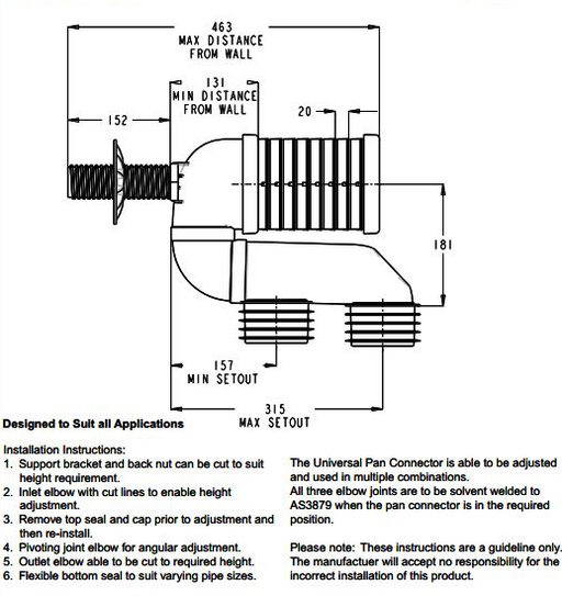 Long Reach Pan Connector - Toilet Set Out Extender Suitable S Trap Installation - HD reno