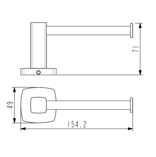 BK LUXUS Chrome/Matt Black/Brushed Nickel Brass Single Square Toilet Paper Holders - HD reno