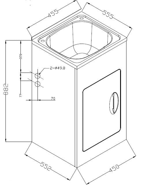 450*550mm (35L) White Metal Laundry Tub Cabinet With 304 Stainless Steel Sink