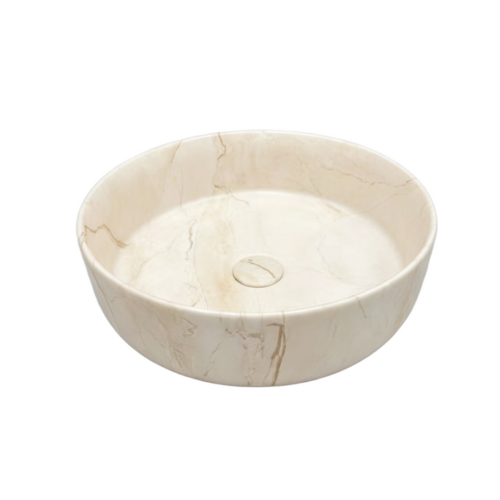 405*405*130mm Aquaperla Marble Round Above Counter Basin