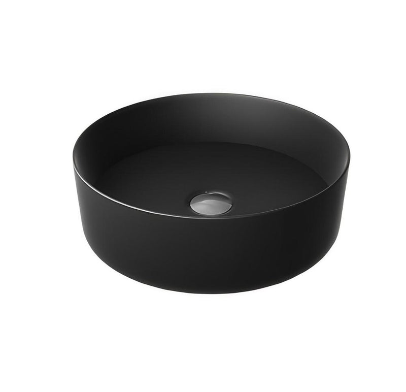 410*410*120mm Kohler Mica Matt Black Ceramic Round Vessel Slim Rim Above Counter Basins