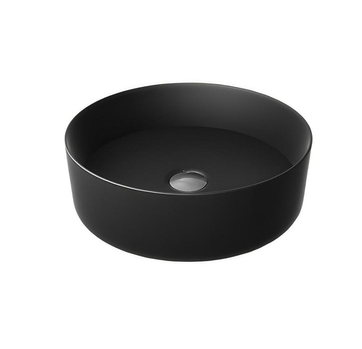 410*410*120mm Kohler Mica Matt Black Ceramic Round Vessel Slim Rim Above Counter Basins