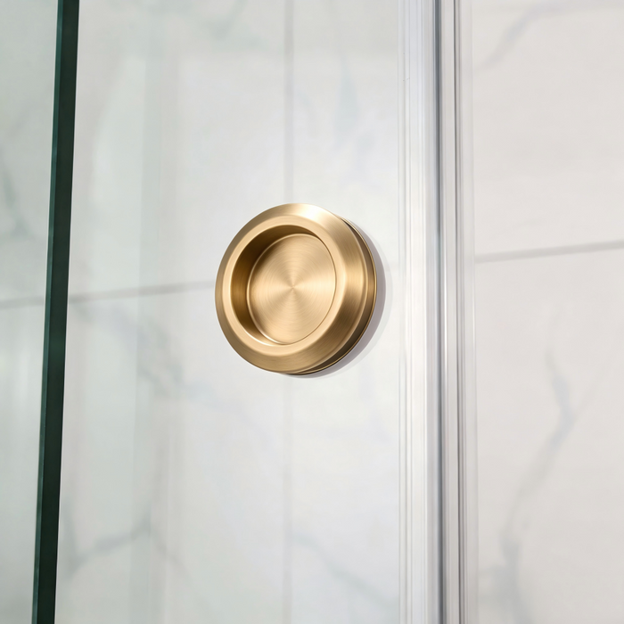 870-1450mm Covey Frameless L Shape Brushed Gold Fitting Double Corner Sliding Doors 10mm Thickness Glass Shower Screen - 2000mm Height