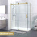 1180-2000x2000mm L Shape Sliding Frameless Black Square Rail Handle 10mm Glass Shower Screens