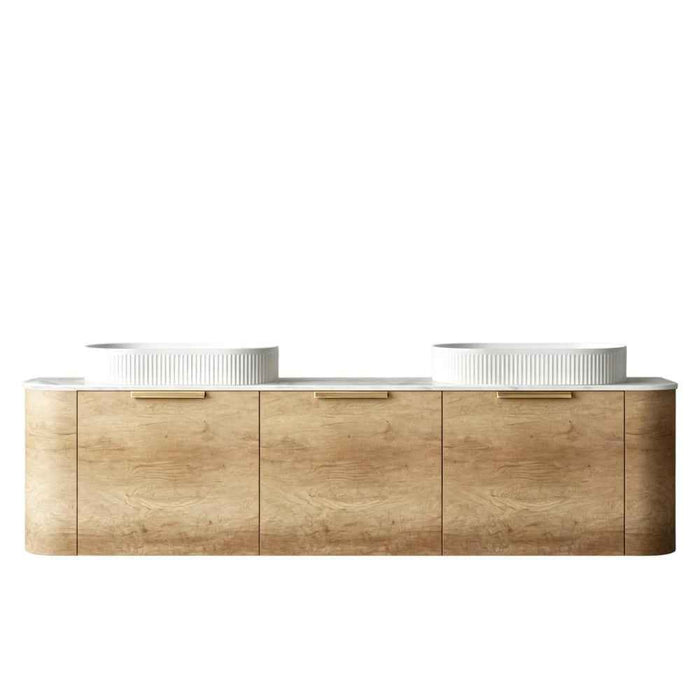 1800*460*450mm OTTI Bondi Natural Oak High Moisture Resistant Plywood Bathroom Curve Wall Hung Vanity