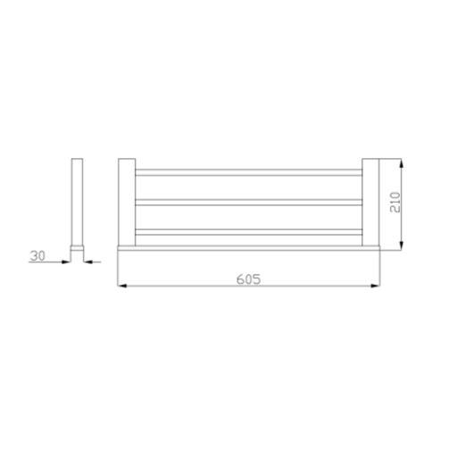 605*210mm BK SS ECKIG Chrome Stainless Steel Square Bars Towel Racks - HD reno
