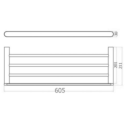 605*210mm BK SS RUND Chrome Stainless Steel Oval Bars Towel Racks - HD reno