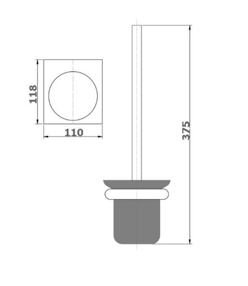 BK KOMPAKT RUND Chrome/Matt Black/Brushed Nickel Brass Square Toilet Brush Holders - HD reno