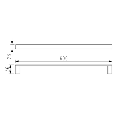 600mm BK KASTEN Chrome/Matt Black/Brushed Nickel/Brushed Gun Metal/Brushed Bronze Brass Single Square Bars Towel Rails - HD reno
