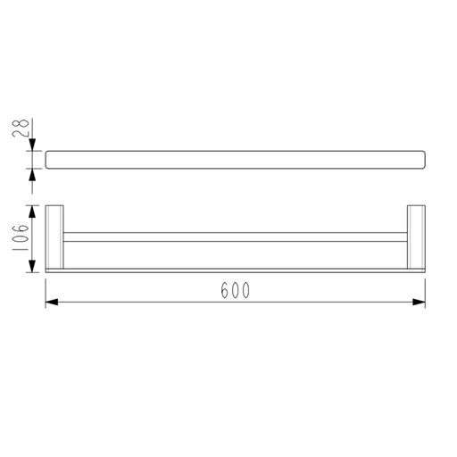 600mm BK KASTEN Chrome/Matt Black/Brushed Nickel/Brushed Gun Metal/Brushed Bronze Brass Double Square Bars Towel Rails - HD reno