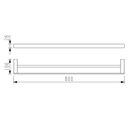 800mm BK KASTEN Chrome/Matt Black/Brushed Nickel/Brushed Gun Metal/Brushed Bronze Brass Double Square Bars Towel Rails - HD reno
