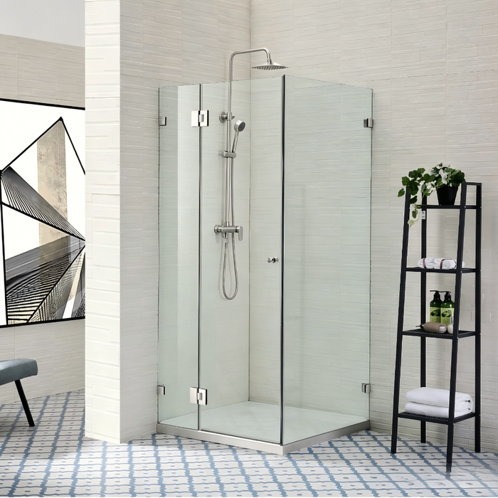 800-1200mm Covey Frameless L Shape Pivot Door With Return Panel 10mm Thickness Shower Screens - 2000mm Height