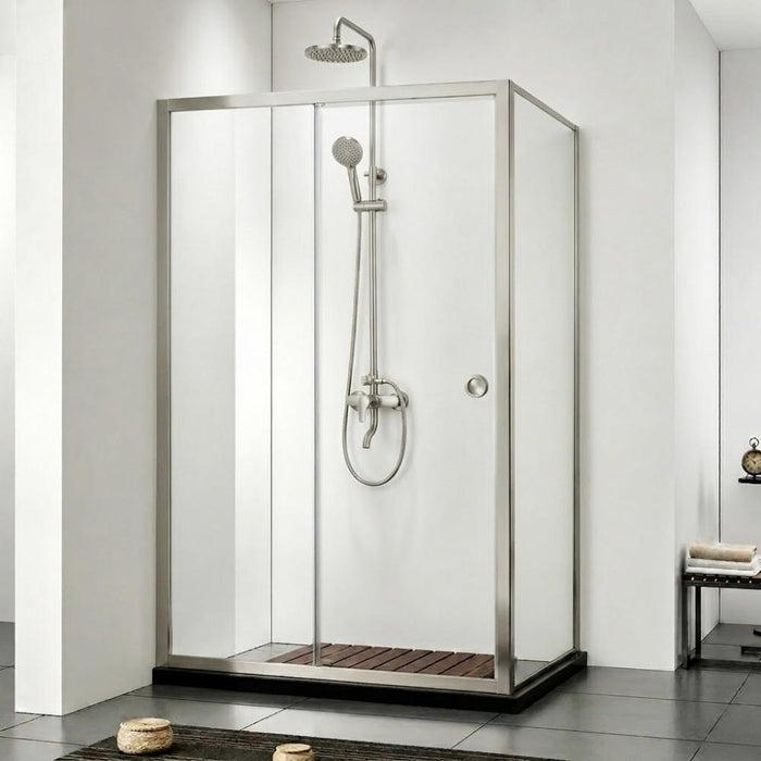 920-1750mm Covey Brushed Nickel Semi-Frameless L Shape Sliding Door 6mm Thickness Shower Screens - 1900mm Height