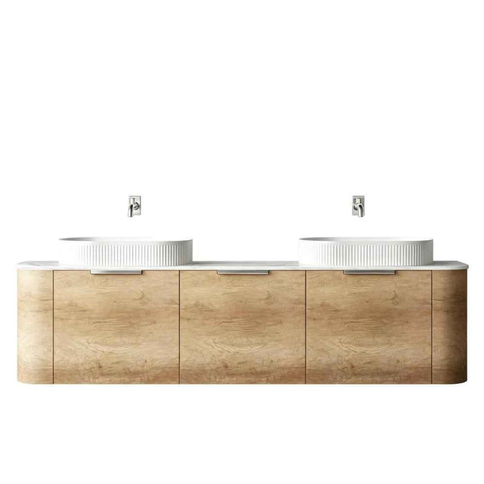 1800*460*450mm OTTI Bondi Natural Oak High Moisture Resistant Plywood Bathroom Curve Wall Hung Vanity