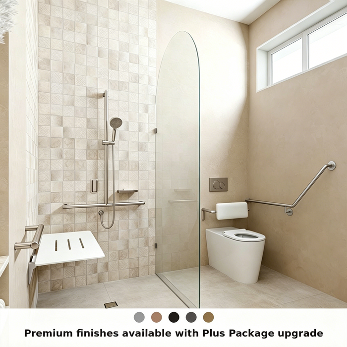 Left-Hand Integrated Accessible Care Bathroom Package - Complete Shower, Toilet & Support System