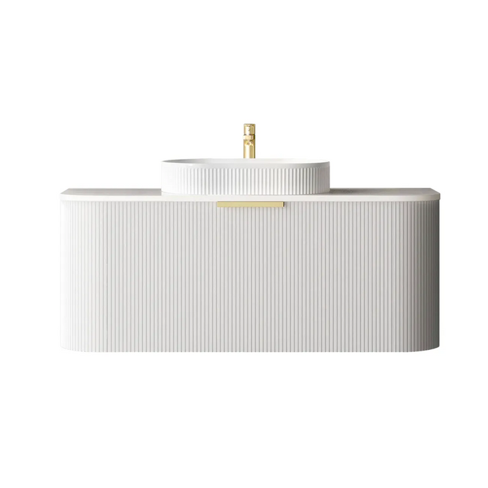 1200*460*450mm OTTI Bondi Stain White High Moisture Resistant Plywood Curve Fluted Bathroom Cabinet Wall Hung Vanity - HD reno