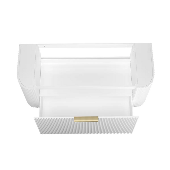 1200*460*450mm OTTI Bondi Stain White High Moisture Resistant Plywood Curve Fluted Bathroom Cabinet Wall Hung Vanity - HD reno
