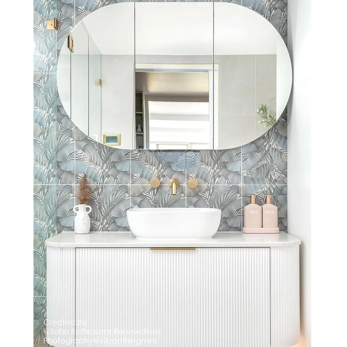 1200*460*450mm OTTI Bondi Stain White High Moisture Resistant Plywood Curve Fluted Bathroom Cabinet Wall Hung Vanity - HD reno