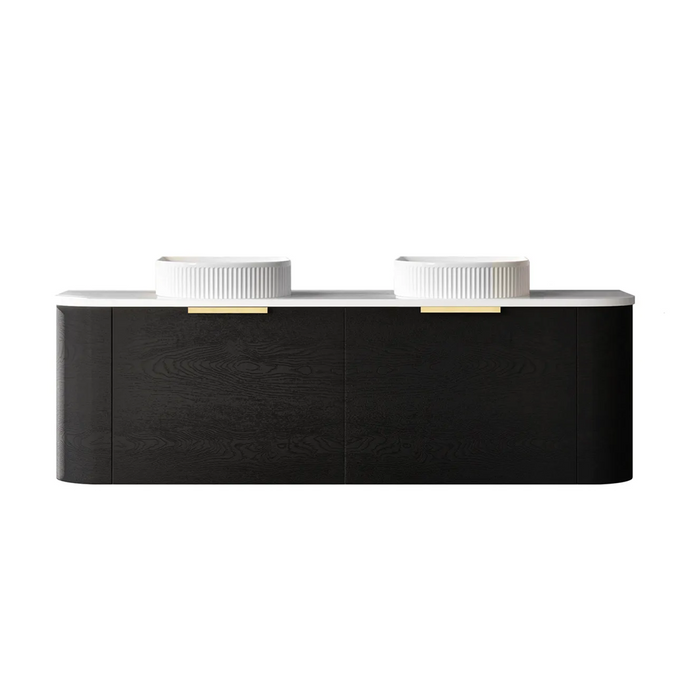 1500*460*450mm OTTI Bondi Black Oak Cabinet Only and Stone Top Bathroom Wall Hung Vanity - HD reno
