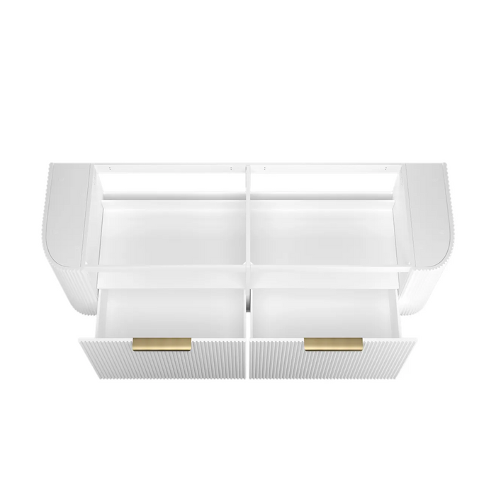 1500*460*450mm OTTI Bondi Stain White High Moisture Resistant Plywood Curve Fluted Bathroom Cabinet Wall Hung Vanity - HD reno