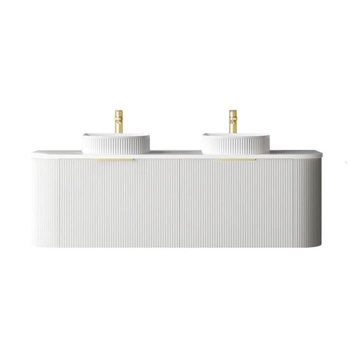 1500*460*450mm OTTI Bondi Stain White High Moisture Resistant Plywood Curve Fluted Bathroom Cabinet Wall Hung Vanity - HD reno