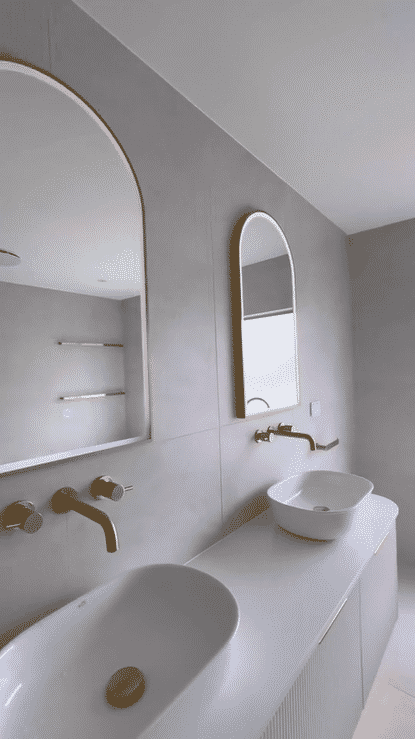 1800*460*450mm OTTI Bondi Stain White High Moisture Resistant Plywood Curve Fluted Bathroom Cabinet Wall Hung Vanity - HD reno