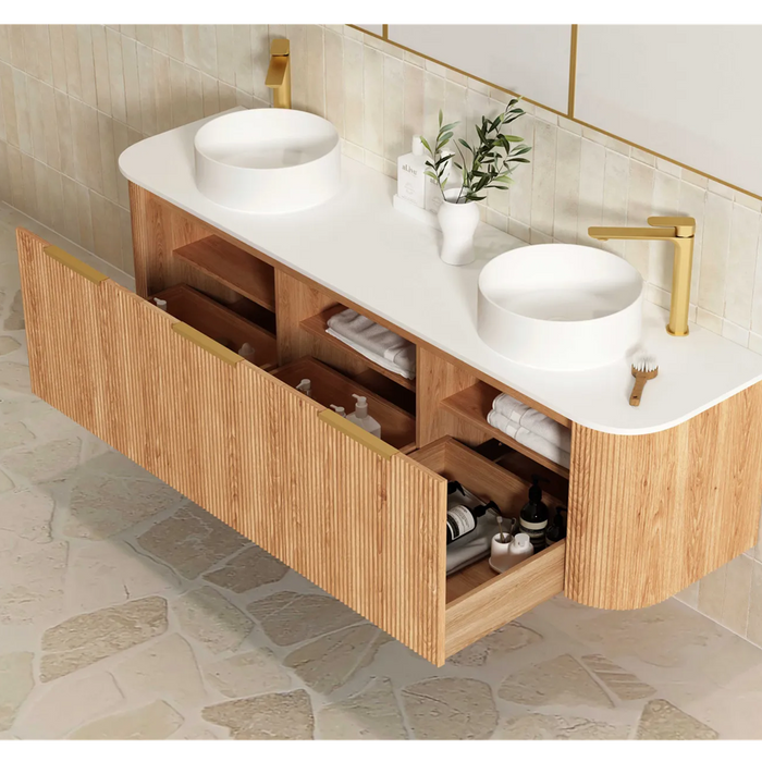 600-1800*460*450mm Bondi Woodland Oak Curve Bar Handle Cabinet Wall Hung Vanity