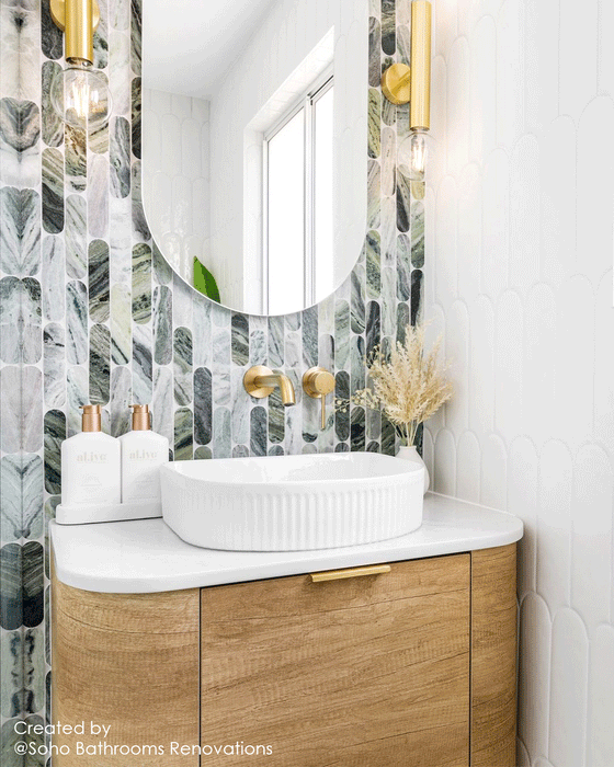 750*460*450mm OTTI Bondi Natural Oak Cabinet Only and Stone Top Bathroom Wall Hung Vanity - HD reno