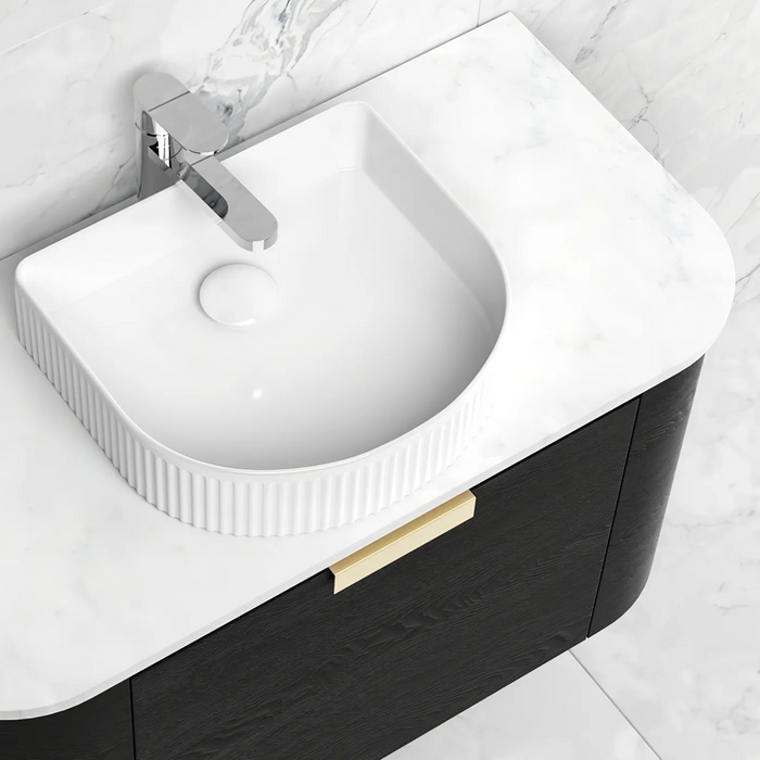 900*460*450mm OTTI Bondi Black Oak Cabinet Only and Stone Top Bathroom Wall Hung Vanity