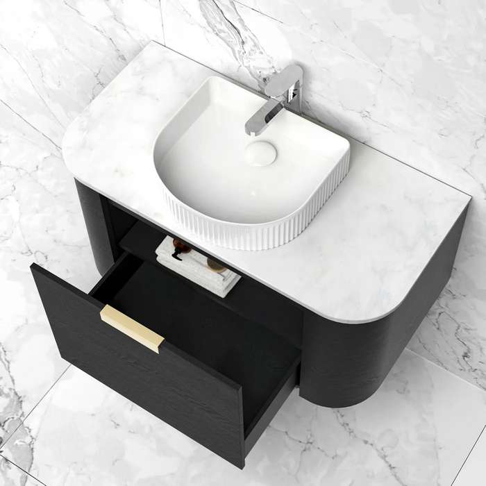 1200*460*450mm OTTI Bondi Black Oak Cabinet Only and Stone Top Bathroom Wall Hung Vanity