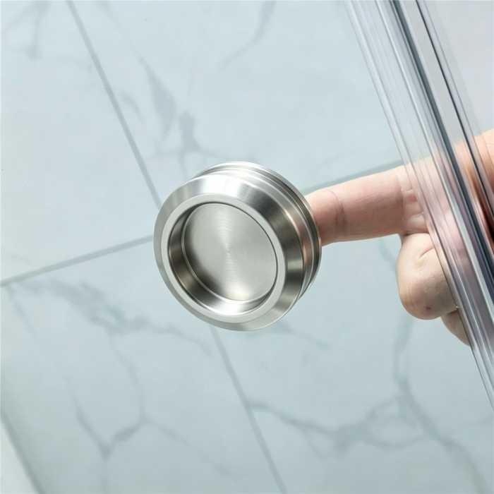 920-1750mm Covey Brushed Nickel Semi-Frameless L Shape Sliding Door 6mm Thickness Shower Screens - 1900mm Height