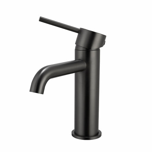 Aquaperla Lucid Pin Gun Metal Grey Solid Brass Round Basin Mixer - HD reno