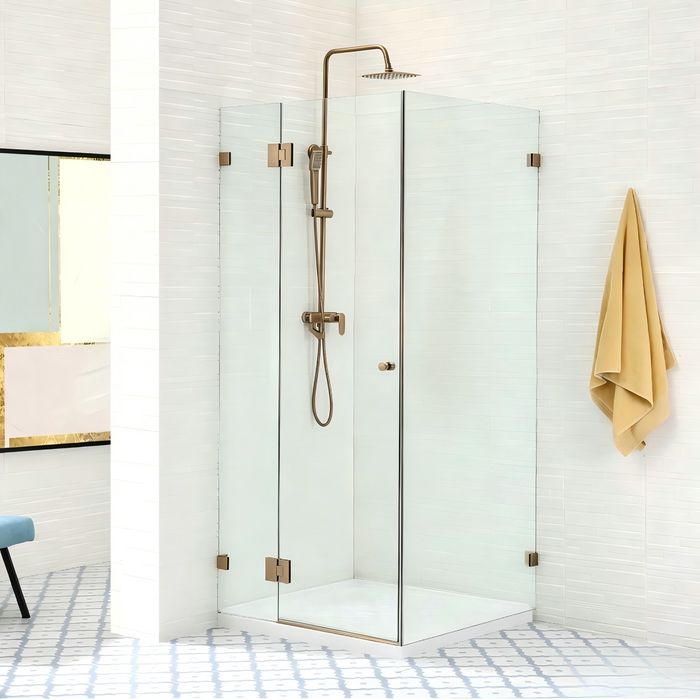 800-1200mm Covey Frameless L Shape Pivot Door With Return Panel 10mm Thickness Shower Screens - 2000mm Height