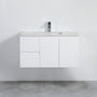 900-1500*460mm Poly White Bathroom Left/Right Drawer Wall Hung Vanity - HD reno