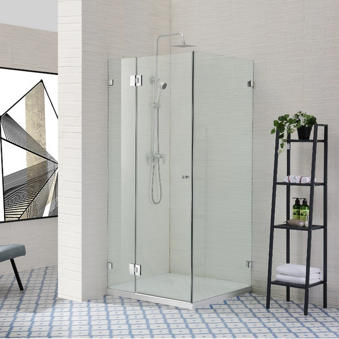 800-1200mm Covey Frameless L Shape Pivot Door With Return Panel 10mm Thickness Shower Screens - 2000mm Height