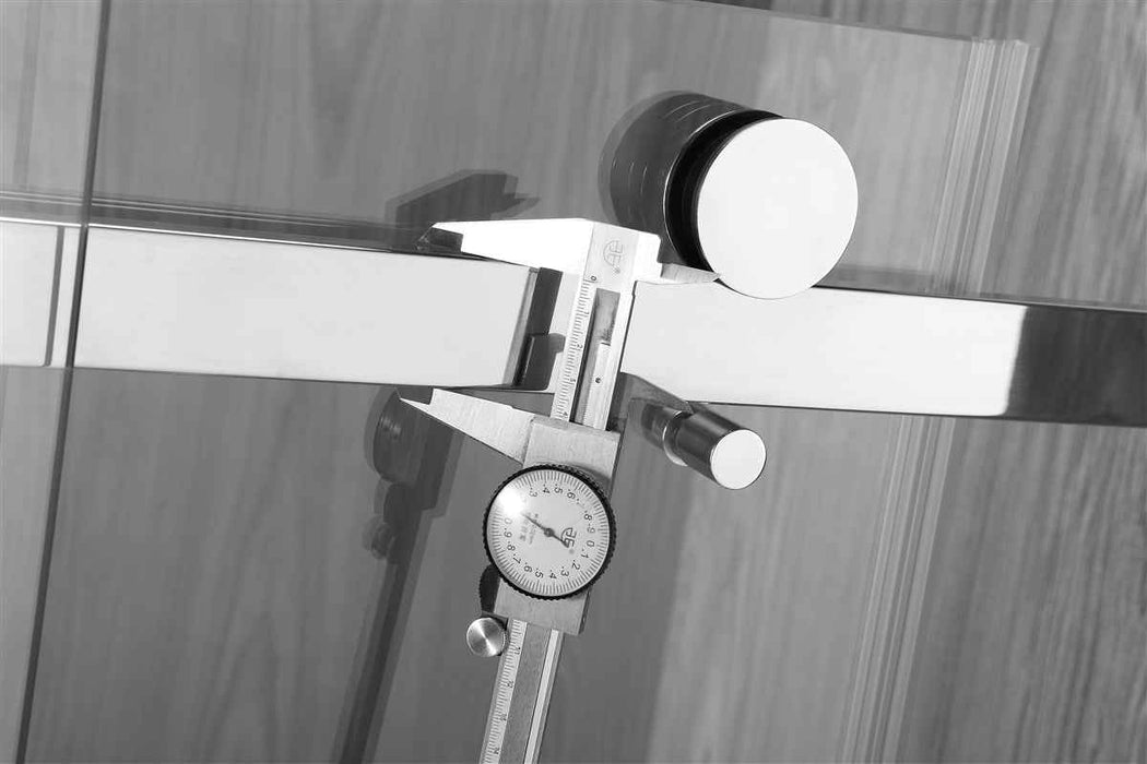 1180-2000x2000mm L Shape Sliding Frameless Brushed Nickel Square Rail Handle 10mm Glass Shower Screens