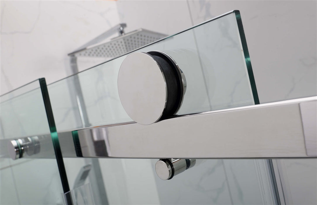 1180-2000x2000mm L Shape Sliding Frameless Brushed Bronze Square Rail Handle 10mm Glass Shower Screens