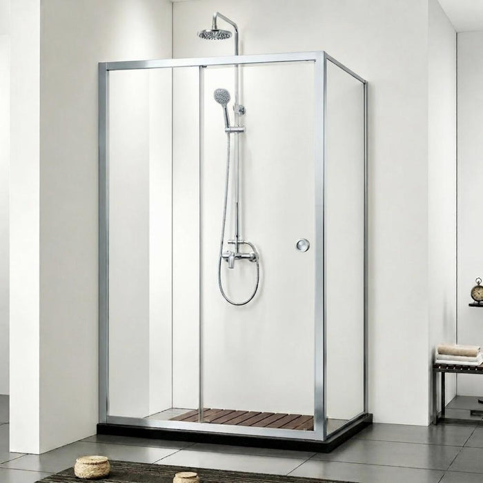 920-1750mm Covey Chrome Semi-Frameless L Shape Sliding Door 6mm Thickness Shower Screens - 1900mm Height