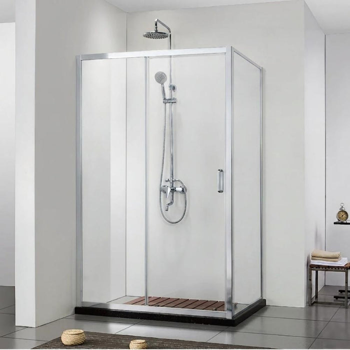 920-1750mm Covey Chrome Semi-Frameless L Shape Sliding Door 6mm Thickness Shower Screens - 1900mm Height