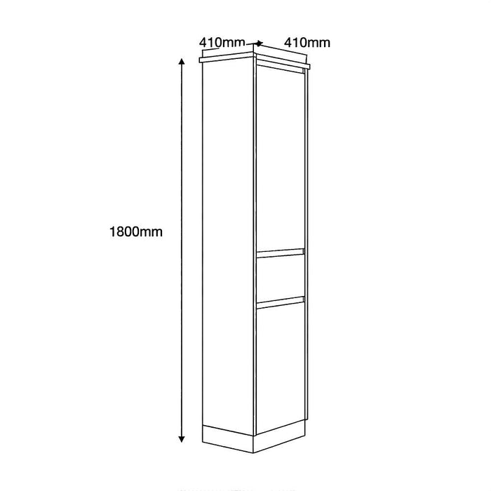 1800*410*410mm Cobe Matt White/Black Prime/Antico Oak Tall Boy Cabinet