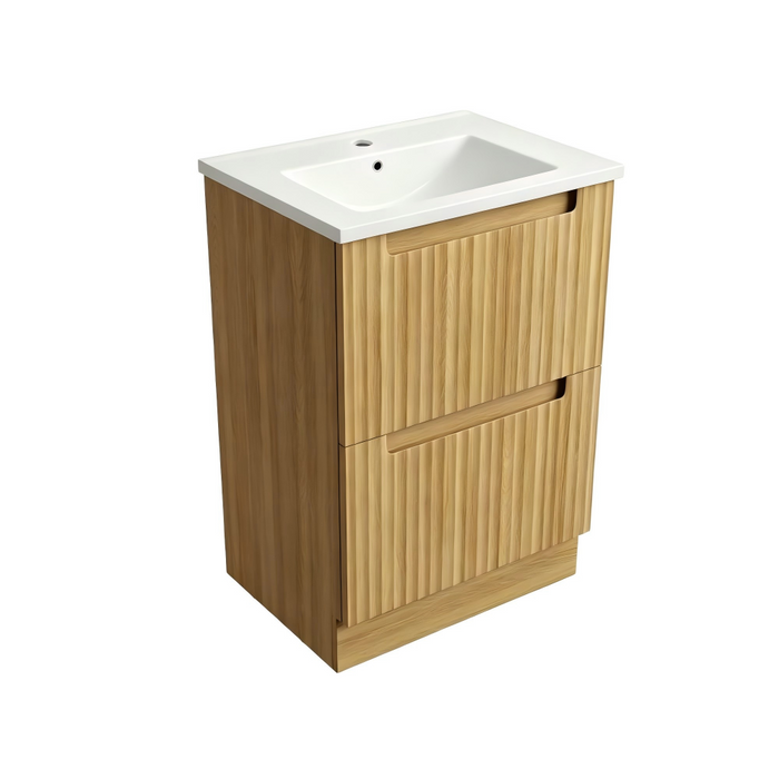 600*460*850mm Aulic Lovina Harvest Oak Plywood Fluted Freestanding Vanity