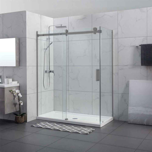 1180-2000x2000mm L Shape Sliding Frameless Gunmetal Grey Square Rail Handle 10mm Glass Shower Screens