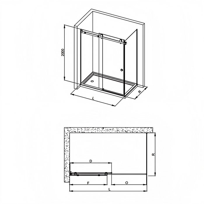 870-1180mm Covey Frameless Brushed Gold Fitting L Shape Sliding Door 10mm Thickness Shower Screens - 2000mm Height