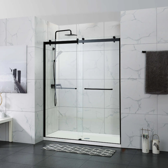 1180-1800mm Covey Frameless Chrome/Black Double Sliding By-pass Door Wall to Wall 10mm Thickness Shower Screens - 2000mm Height